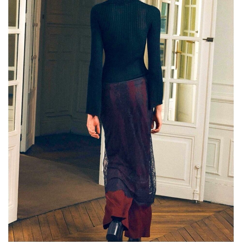 Zara Blogger Favorite Mixed Black Lace Skirt and contrasting pants size small - Picture 5 of 16